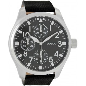 ΟΟΖΟΟ Timepieces 50mm  Black Leather strap C7489